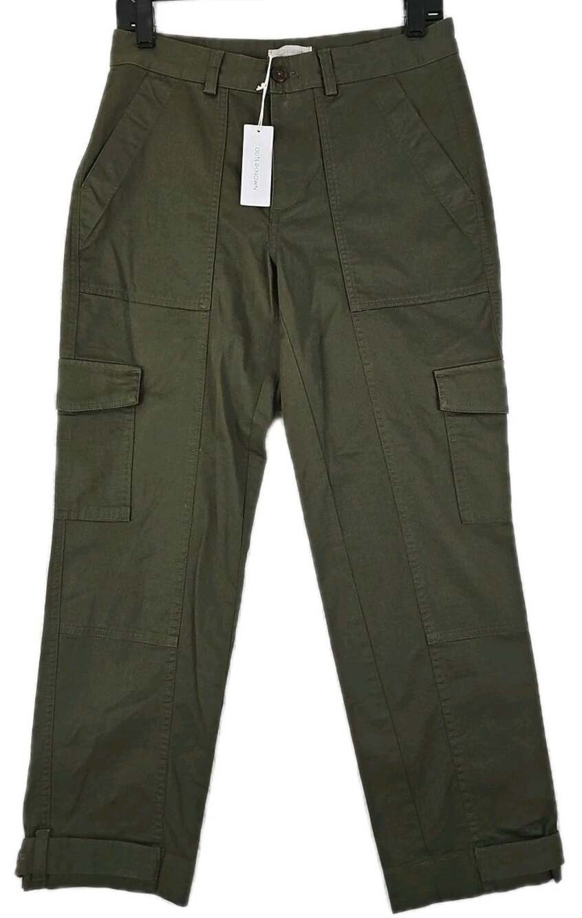 Outerknown ~Woman Size 4~ Olive Green Minimalist Cargo Pants Organic Cotton NWT.